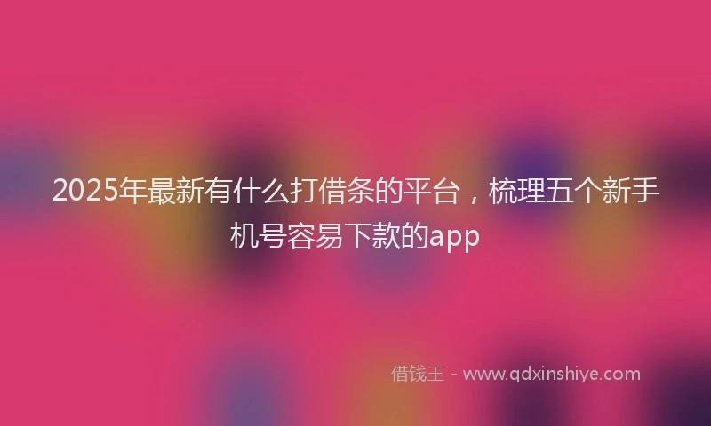 2025年最新有什么打借条的平台，梳理五个新手机号容易下款的app
