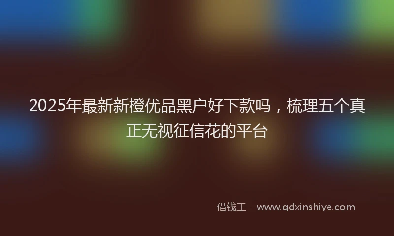 2025年最新新橙优品黑户好下款吗，梳理五个真正无视征信花的平台