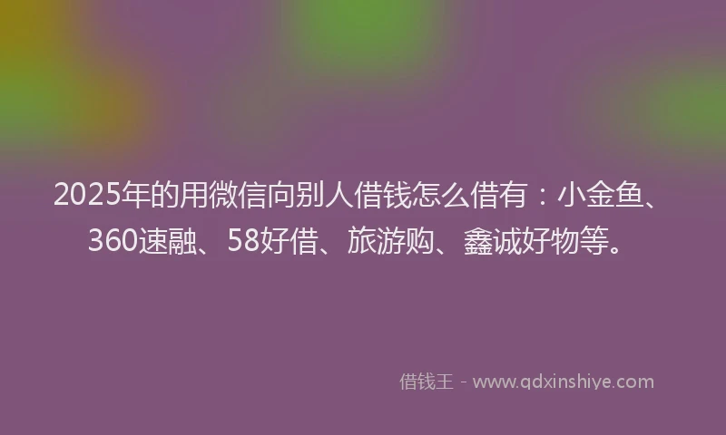 2025年的用微信向别人借钱怎么借有：小金鱼、360速融、58好借、旅游购、鑫诚好物等。