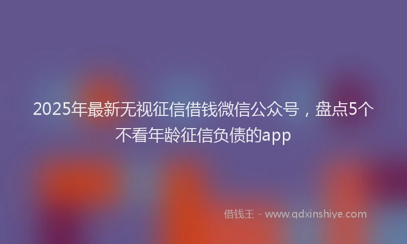 2025年最新无视征信借钱微信公众号，盘点5个不看年龄征信负债的app