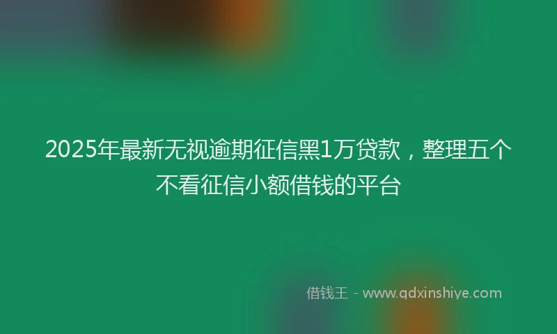 2025年最新无视逾期征信黑1万贷款，整理五个不看征信小额借钱的平台
