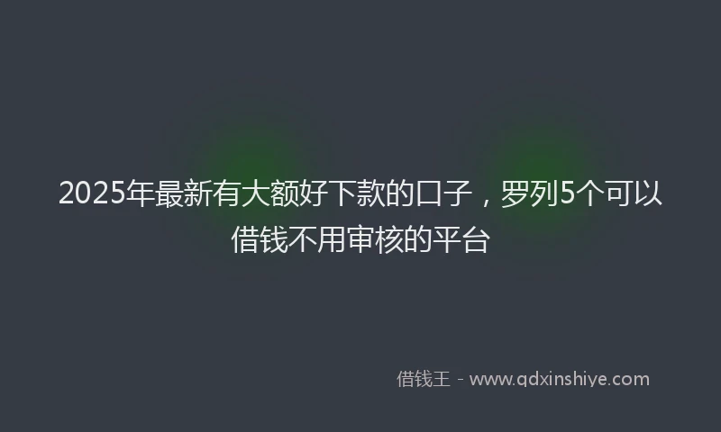 2025年最新有大额好下款的口子，罗列5个可以借钱不用审核的平台