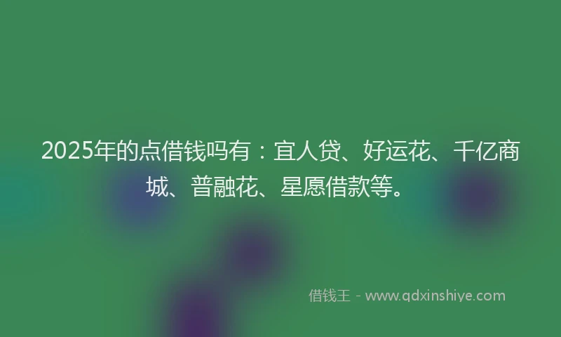 2025年的点借钱吗有：宜人贷、好运花、千亿商城、普融花、星愿借款等。
