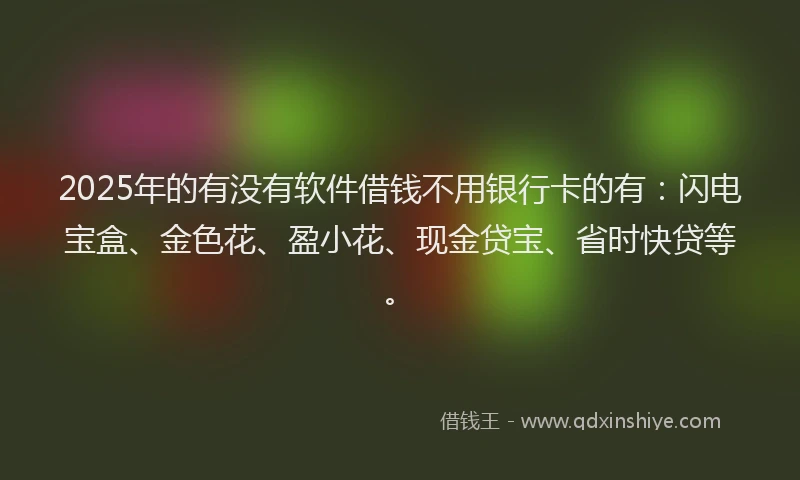 2025年的有没有软件借钱不用银行卡的有：闪电宝盒、金色花、盈小花、现金贷宝、省时快贷等。