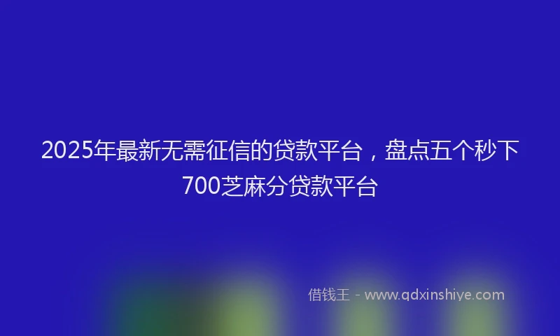 2025年最新无需征信的贷款平台，盘点五个秒下700芝麻分贷款平台