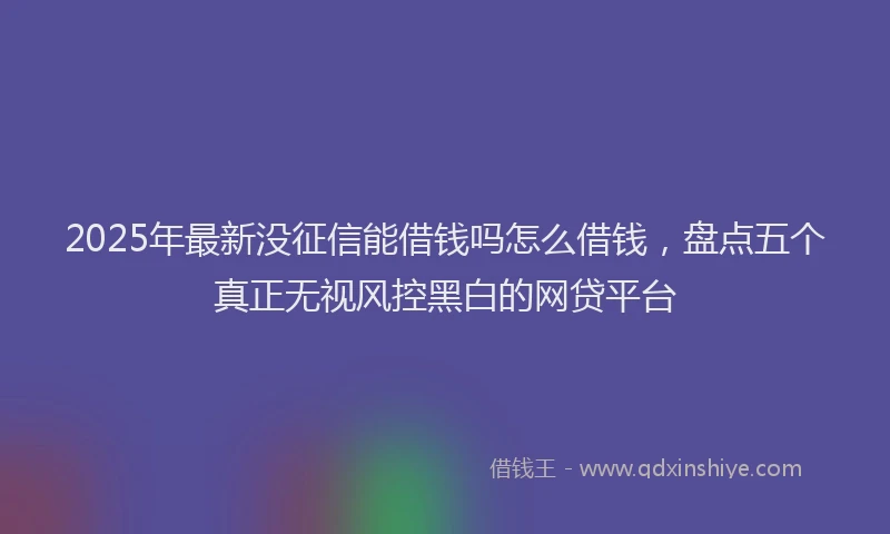 2025年最新没征信能借钱吗怎么借钱，盘点五个真正无视风控黑白的网贷平台