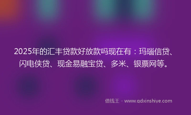 2025年的汇丰贷款好放款吗现在有：玛瑙信贷、闪电侠贷、现金易融宝贷、多米、银票网等。