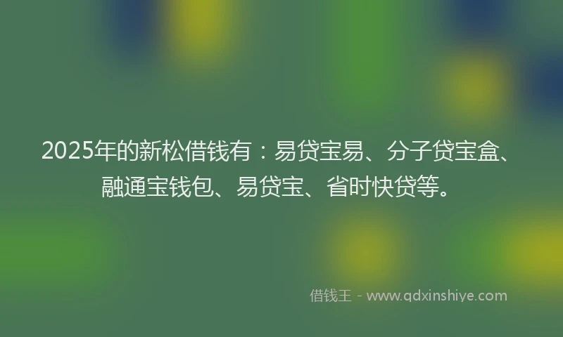 2025年的新松借钱有：易贷宝易、分子贷宝盒、融通宝钱包、易贷宝、省时快贷等。