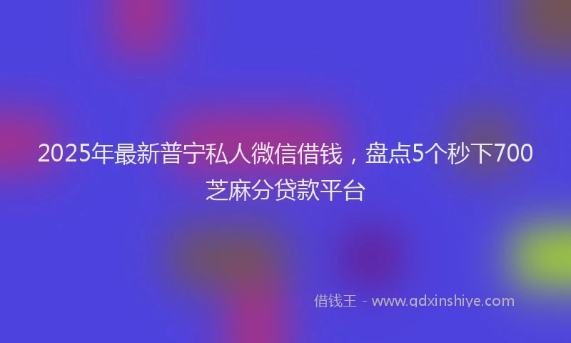 2025年最新普宁私人微信借钱，盘点5个秒下700芝麻分贷款平台
