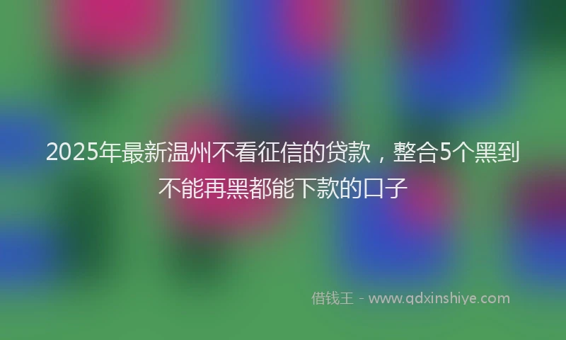 2025年最新温州不看征信的贷款，整合5个黑到不能再黑都能下款的口子