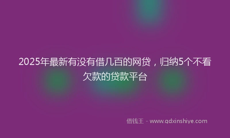 2025年最新有没有借几百的网贷，归纳5个不看欠款的贷款平台