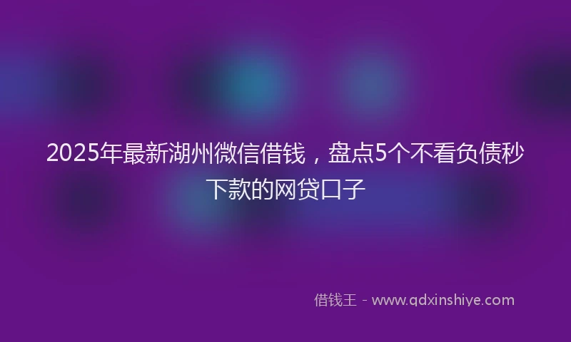 2025年最新湖州微信借钱，盘点5个不看负债秒下款的网贷口子