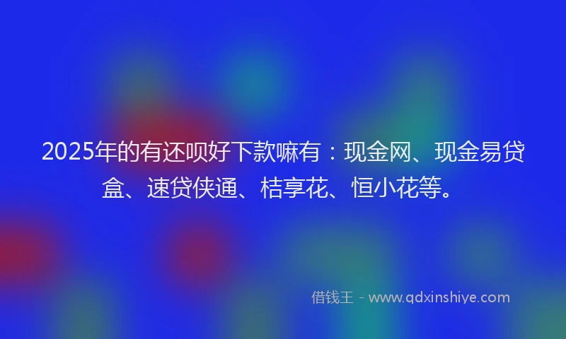 2025年的有还呗好下款嘛有：现金网、现金易贷盒、速贷侠通、桔享花、恒小花等。