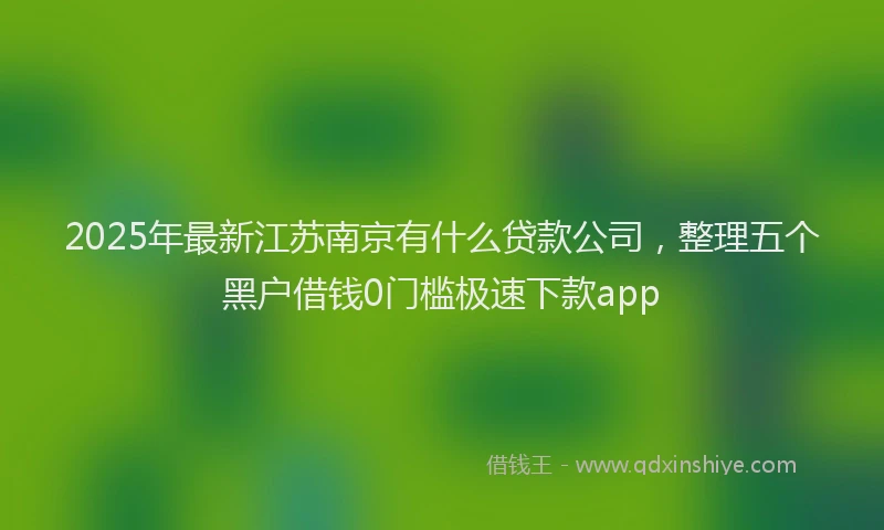 2025年最新江苏南京有什么贷款公司，整理五个黑户借钱0门槛极速下款app