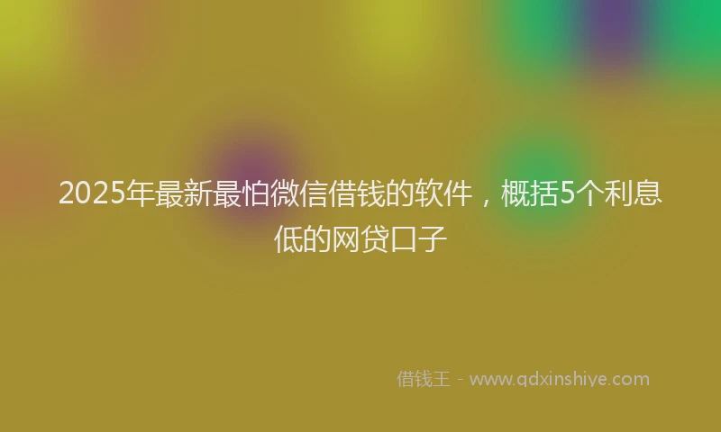 2025年最新最怕微信借钱的软件，概括5个利息低的网贷口子