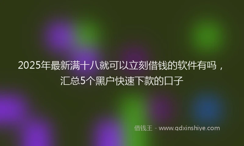 2025年最新满十八就可以立刻借钱的软件有吗，汇总5个黑户快速下款的口子