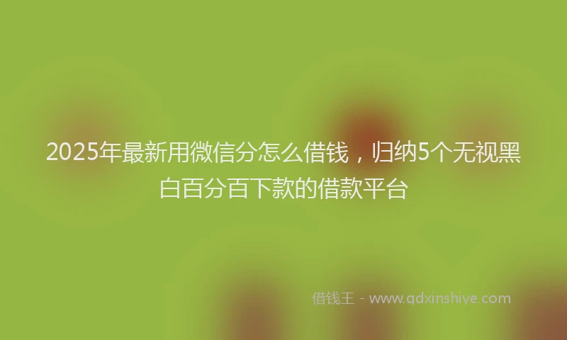 2025年最新用微信分怎么借钱，归纳5个无视黑白百分百下款的借款平台