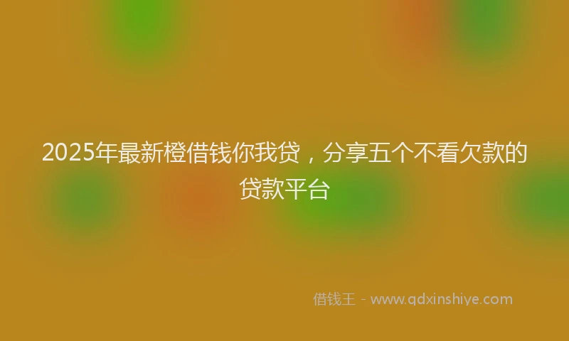2025年最新橙借钱你我贷，分享五个不看欠款的贷款平台