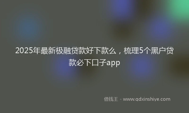 2025年最新极融贷款好下款么，梳理5个黑户贷款必下口子app