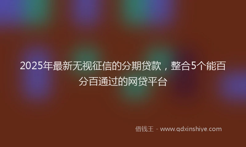 2025年最新无视征信的分期贷款，整合5个能百分百通过的网贷平台