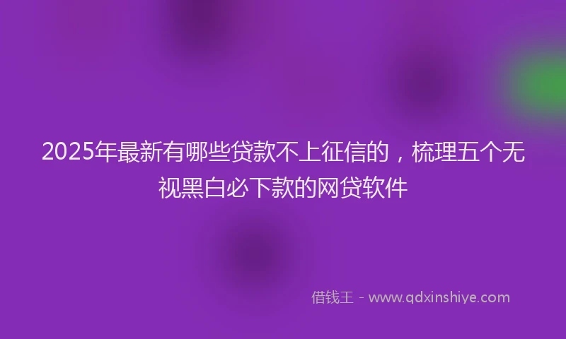 2025年最新有哪些贷款不上征信的，梳理五个无视黑白必下款的网贷软件