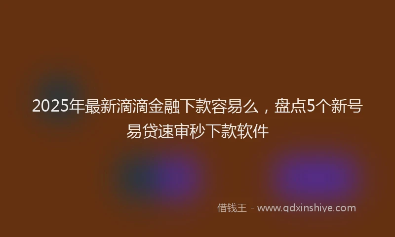 2025年最新滴滴金融下款容易么，盘点5个新号易贷速审秒下款软件