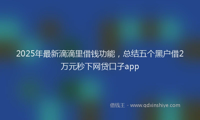 2025年最新滴滴里借钱功能，总结五个黑户借2万元秒下网贷口子app