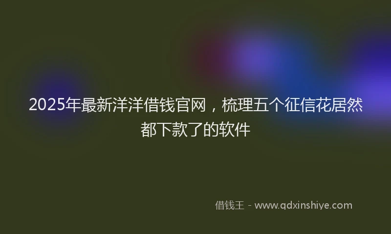 2025年最新洋洋借钱官网，梳理五个征信花居然都下款了的软件
