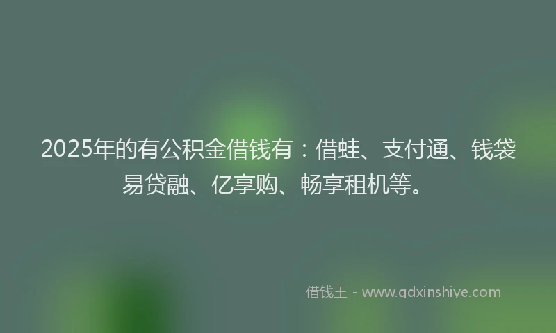 2025年的有公积金借钱有：借蛙、支付通、钱袋易贷融、亿享购、畅享租机等。