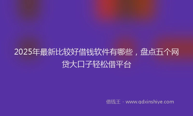 2025年最新比较好借钱软件有哪些，盘点五个网贷大口子轻松借平台