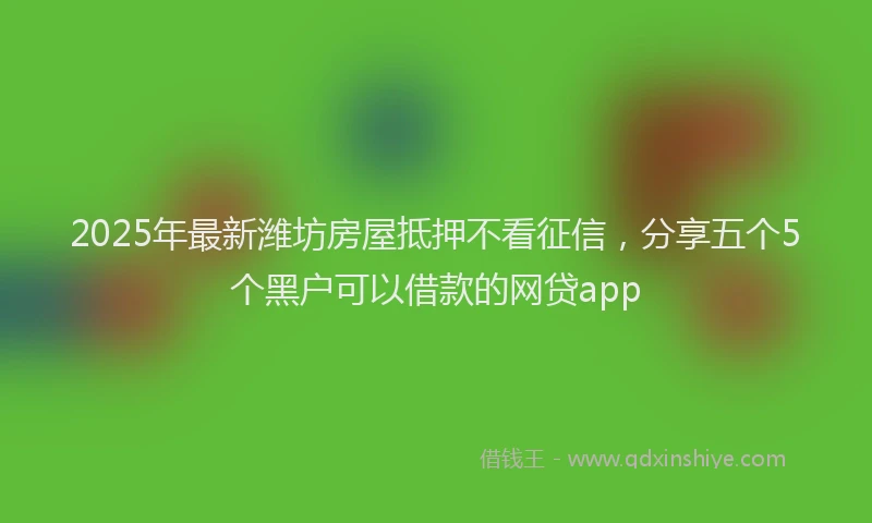 2025年最新潍坊房屋抵押不看征信，分享五个5个黑户可以借款的网贷app
