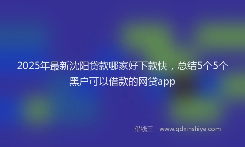 2025年最新沈阳贷款哪家好下款快，总结5个5个黑户可以借款的网贷app