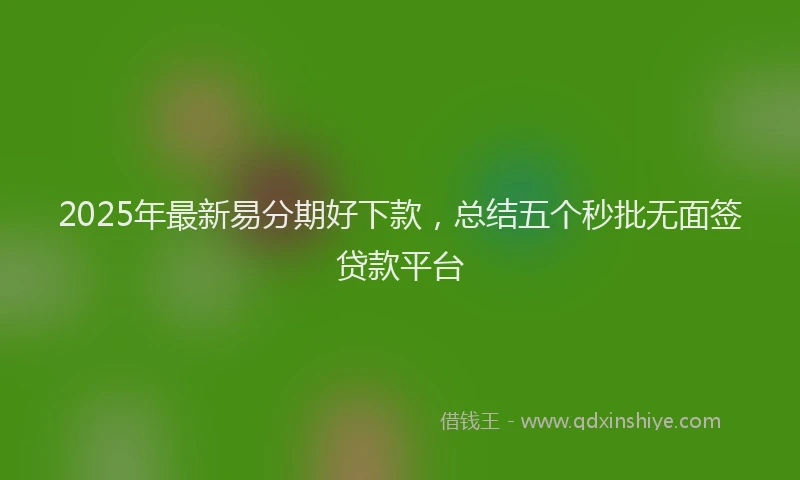 2025年最新易分期好下款，总结五个秒批无面签贷款平台
