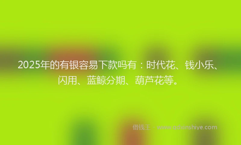 2025年的有银容易下款吗有：时代花、钱小乐、闪用、蓝鲸分期、葫芦花等。