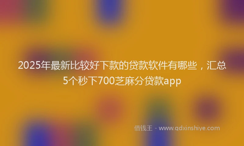2025年最新比较好下款的贷款软件有哪些，汇总5个秒下700芝麻分贷款app