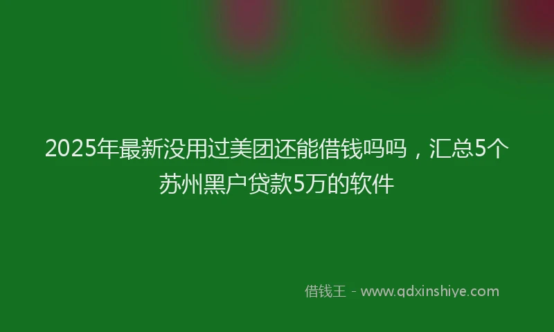 2025年最新没用过美团还能借钱吗吗，汇总5个苏州黑户贷款5万的软件