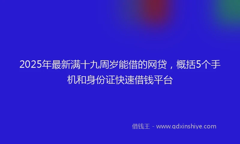 2025年最新满十九周岁能借的网贷，概括5个手机和身份证快速借钱平台