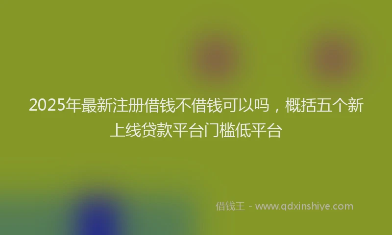 2025年最新注册借钱不借钱可以吗，概括五个新上线贷款平台门槛低平台