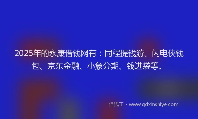 2025年的永康借钱网有：同程提钱游、闪电侠钱包、京东金融、小象分期、钱进袋等。