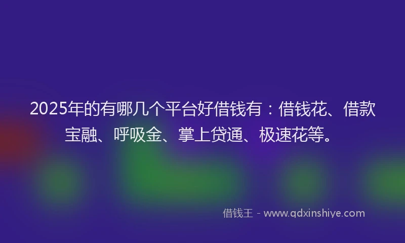 2025年的有哪几个平台好借钱有：借钱花、借款宝融、呼吸金、掌上贷通、极速花等。