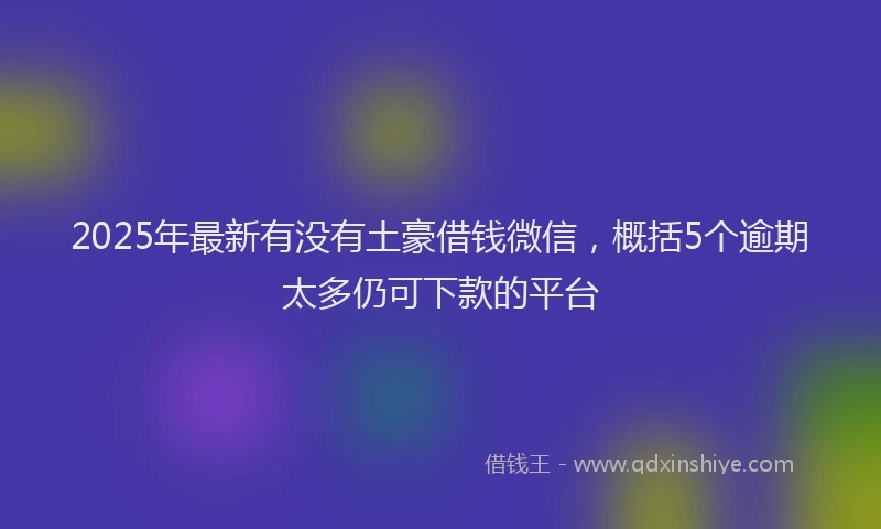 2025年最新有没有土豪借钱微信，概括5个逾期太多仍可下款的平台