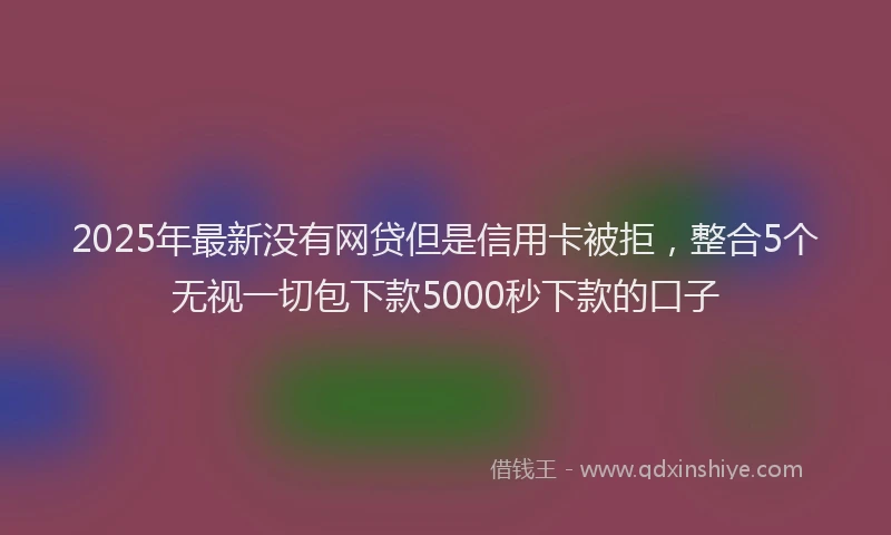 2025年最新没有网贷但是信用卡被拒，整合5个无视一切包下款5000秒下款的口子