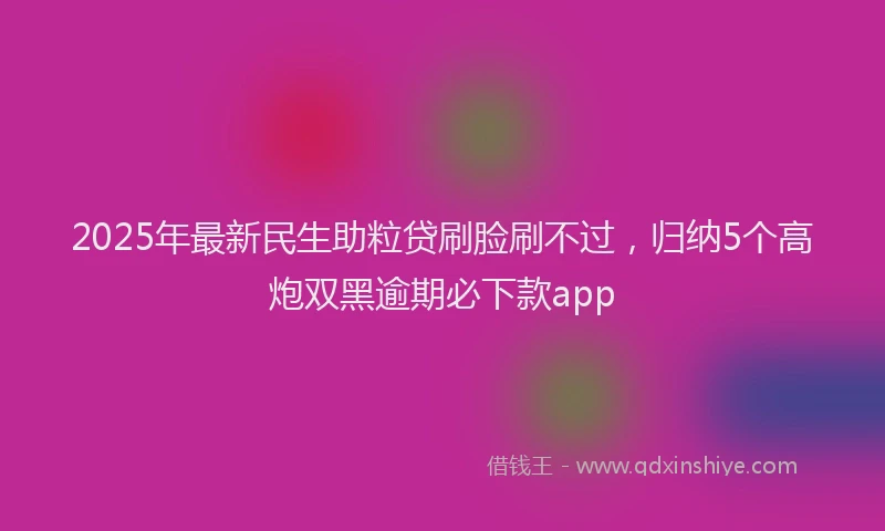2025年最新民生助粒贷刷脸刷不过，归纳5个高炮双黑逾期必下款app