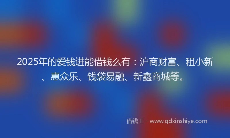 2025年的爱钱进能借钱么有：沪商财富、租小新、惠众乐、钱袋易融、新鑫商城等。