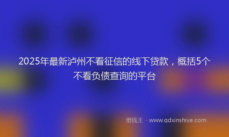 2025年最新泸州不看征信的线下贷款，概括5个不看负债查询的平台