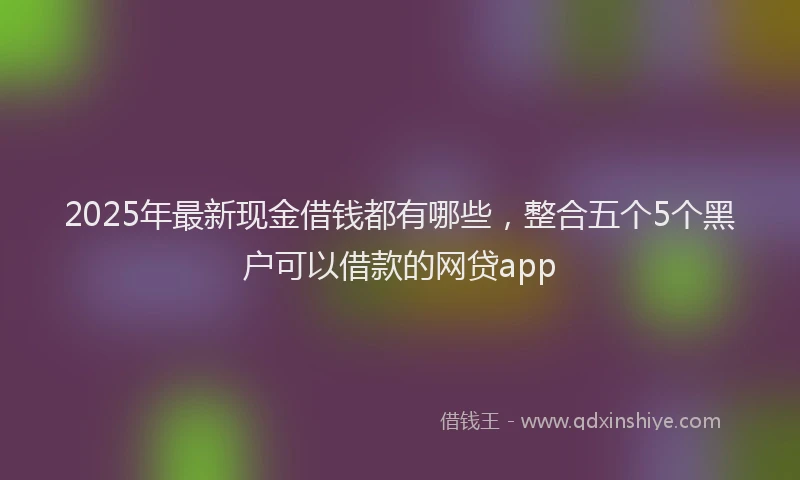2025年最新现金借钱都有哪些，整合五个5个黑户可以借款的网贷app
