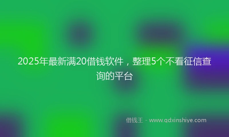 2025年最新满20借钱软件，整理5个不看征信查询的平台