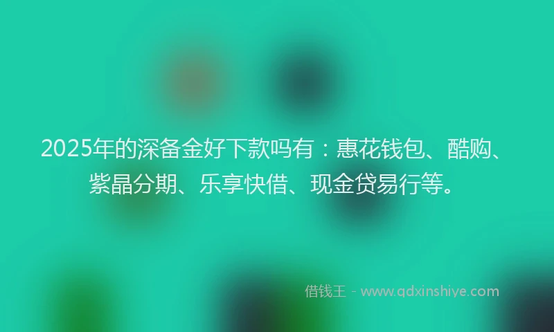 2025年的深备金好下款吗有：惠花钱包、酷购、紫晶分期、乐享快借、现金贷易行等。