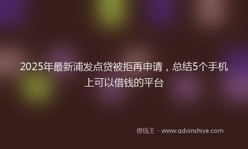 2025年最新浦发点贷被拒再申请，总结5个手机上可以借钱的平台