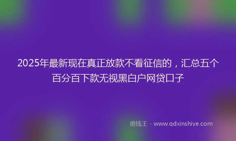 2025年最新现在真正放款不看征信的，汇总五个百分百下款无视黑白户网贷口子